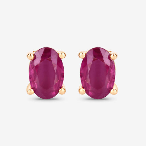 1.04 Carat Genuine Ruby 10K Yellow Gold Earrings by Bids.com