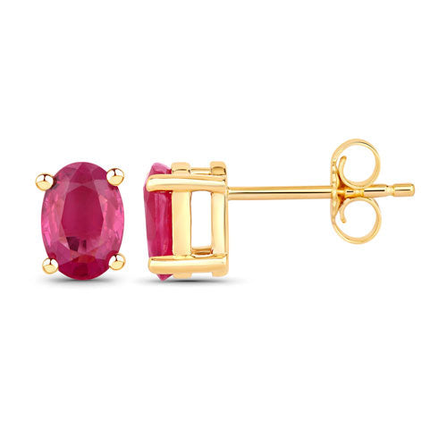 1.04 Carat Genuine Ruby 10K Yellow Gold Earrings by Bids.com