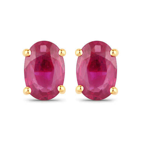 1.04 Carat Genuine Ruby 14K Yellow Gold Earrings DestGlow