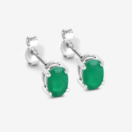 0.88 Carat Genuine Zambian Emerald 10K White Gold Earrings DestGlow