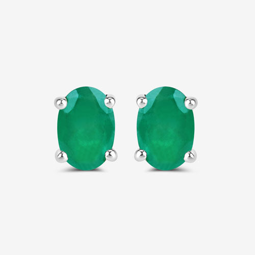 0.88 Carat Genuine Zambian Emerald 10K White Gold Earrings DestGlow