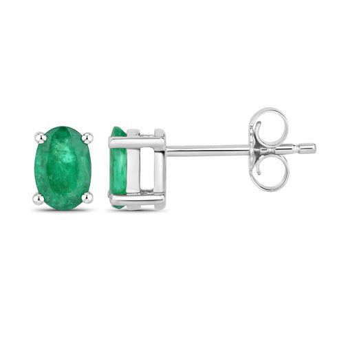 0.88 Carat Genuine Zambian Emerald 10K White Gold Earrings DestGlow
