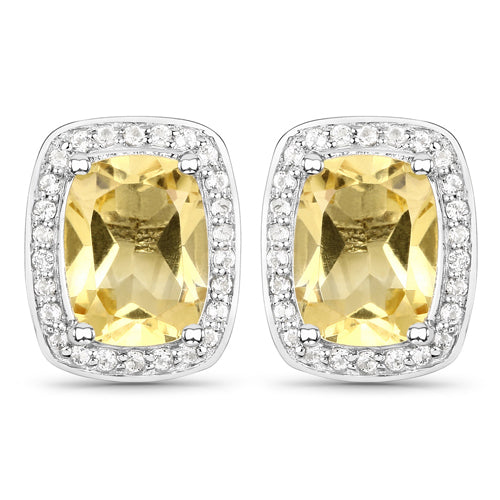 2.81 Carat Genuine Citrine and White Topaz .925 Sterling Silver Earrings by Bids.com