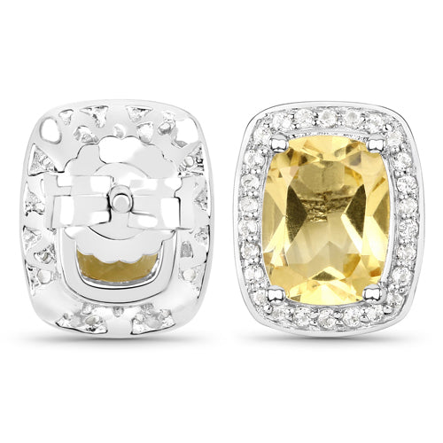 2.81 Carat Genuine Citrine and White Topaz .925 Sterling Silver Earrings by Bids.com