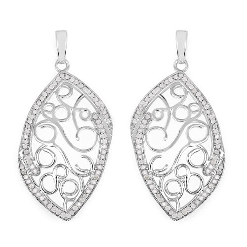 0.73 Carat Genuine White Diamond .925 Sterling Silver Earrings by Bids.com