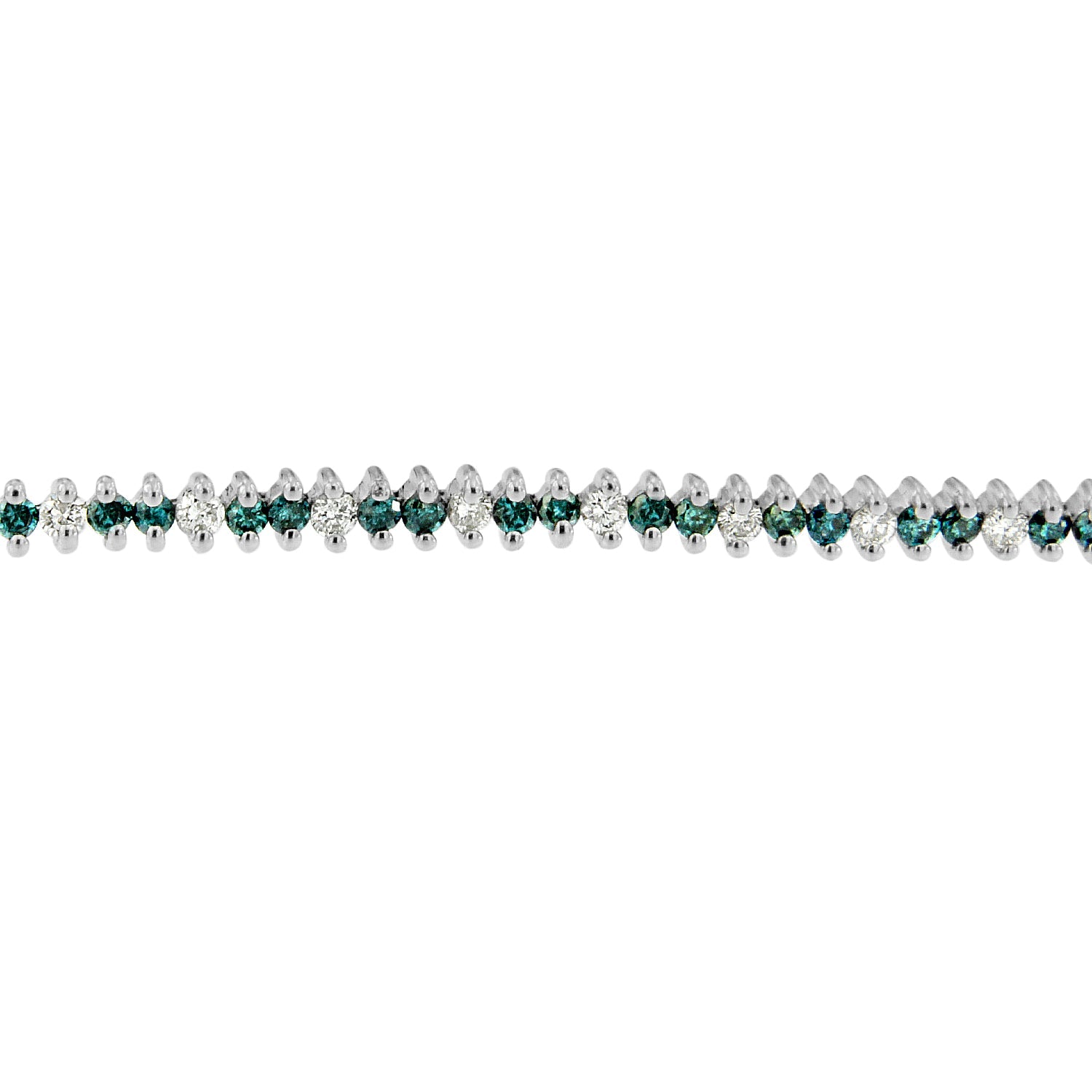 14K White Gold Round-Cut white and Blue Diamond Fashion Bracelet (3.70 cttw, H-I Color, SI1-SI2 Clarity) by Bids.com