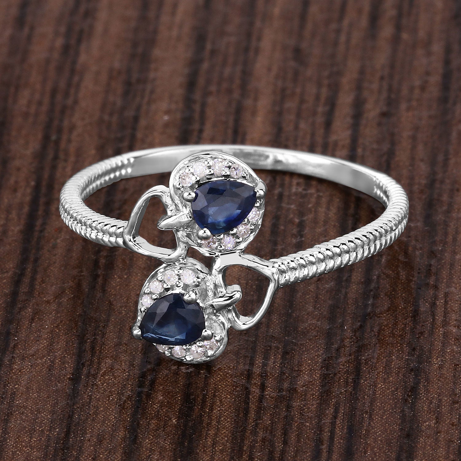 0.34 Carat Genuine Blue Sapphire and White Diamond 14K White Gold Ring by Bids.com