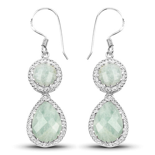11.82 Carat Genuine Aquamarine .925 Sterling Silver Earrings DestGlow