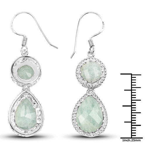11.82 Carat Genuine Aquamarine .925 Sterling Silver Earrings DestGlow