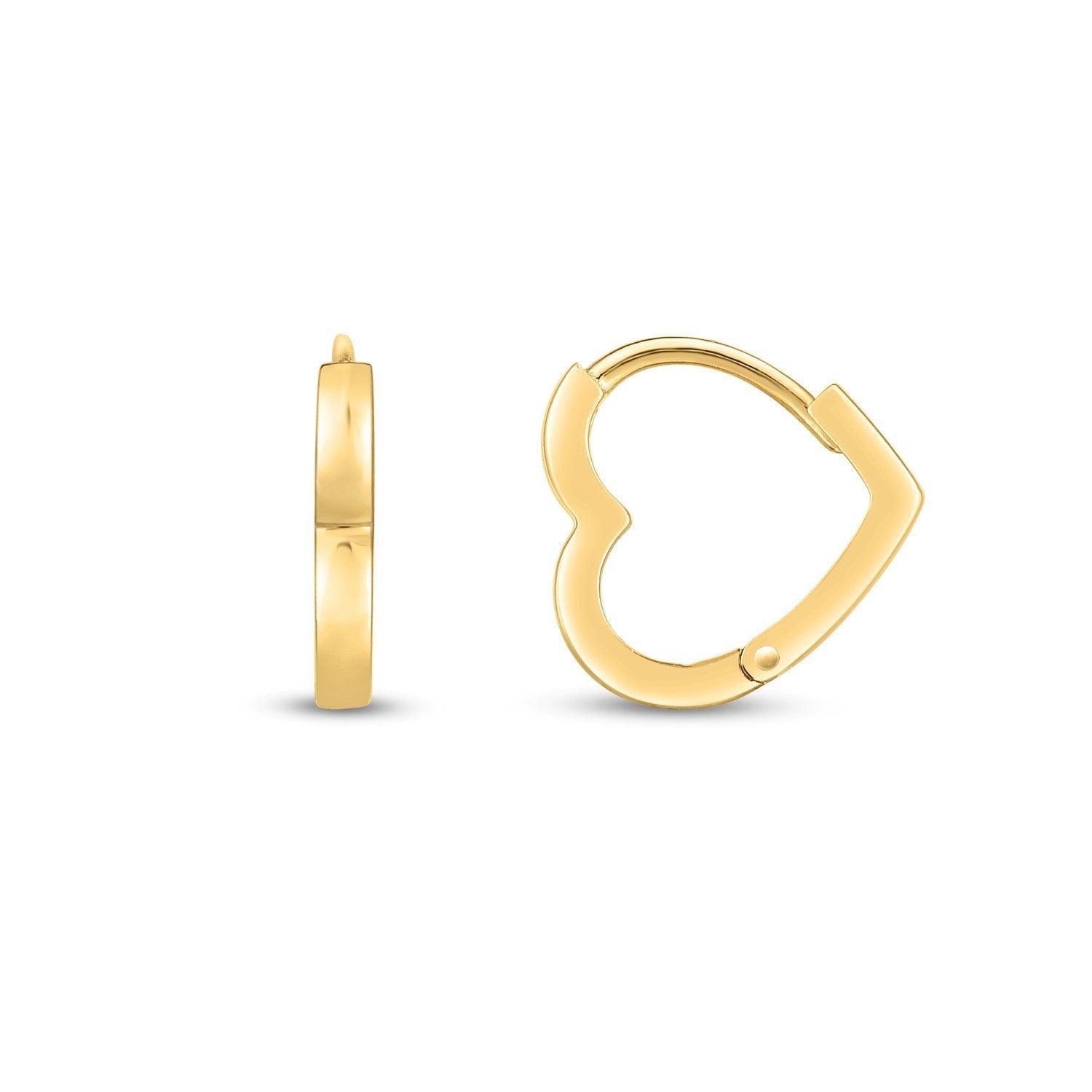 14k Yellow Gold Heart Huggie Hoops DestGlow