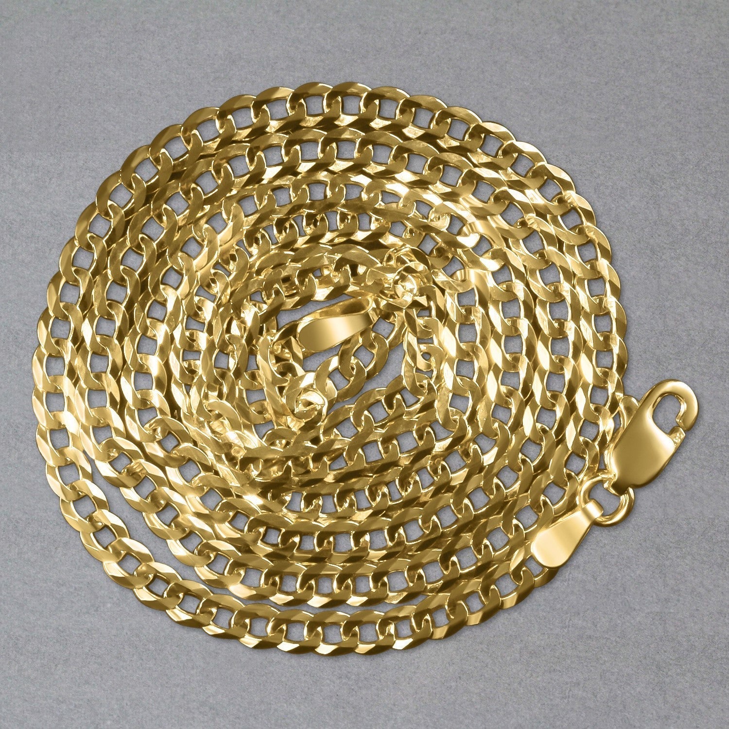 14k Yellow Gold Solid Curb Chain (3.20 mm) DestGlow