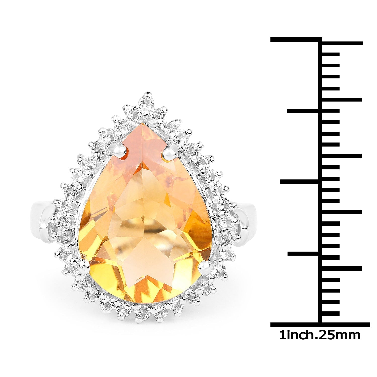 8.56 Carat Genuine Citrine and White Topaz .925 Sterling Silver Ring DestGlow
