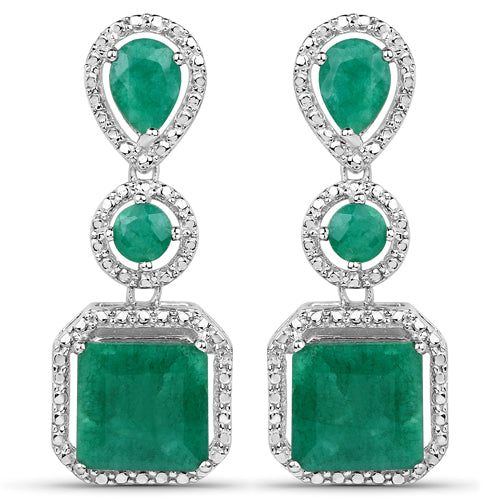 7.85 Carat Dyed Emerald .925 Sterling Silver Earrings DestGlow