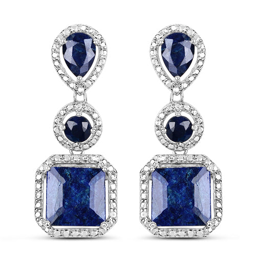 11.62 Carat Dyed Sapphire .925 Sterling Silver Earrings DestGlow