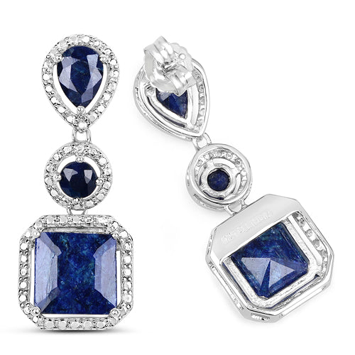 11.62 Carat Dyed Sapphire .925 Sterling Silver Earrings DestGlow