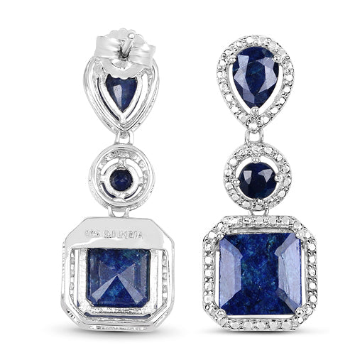 11.62 Carat Dyed Sapphire .925 Sterling Silver Earrings DestGlow