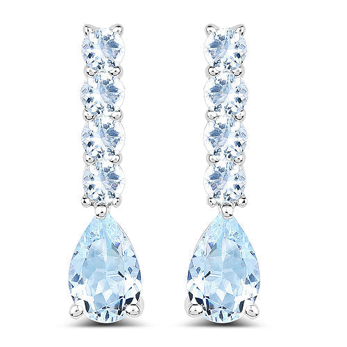 2.40 Carat Genuine Aquamarine .925 Sterling Silver Earrings DestGlow