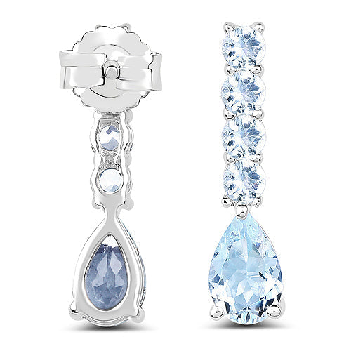 2.40 Carat Genuine Aquamarine .925 Sterling Silver Earrings DestGlow