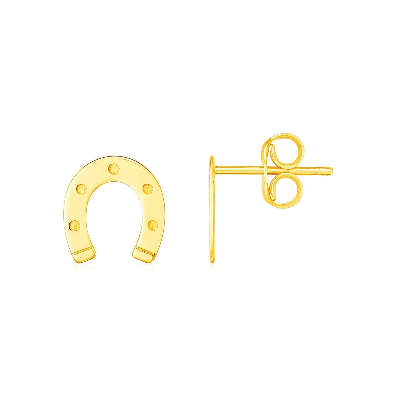14K Yellow Gold Horseshoe Earrings DestGlow