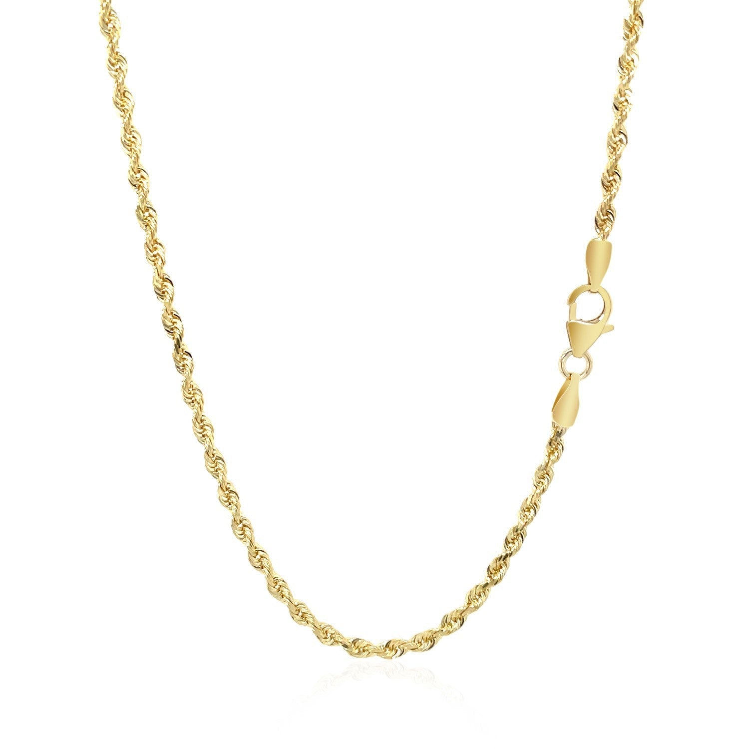 2.5mm 14k Yellow Gold Solid Diamond Cut Rope Chain by Bids.com
