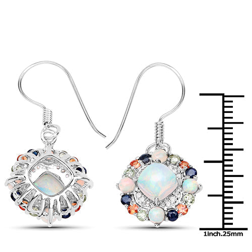 4.73 Carat Genuine Multi Stone .925 Sterling Silver Earrings DestGlow