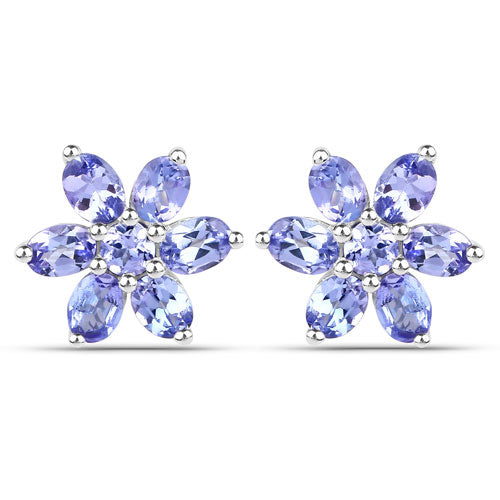 2.24 Carat Genuine Tanzanite .925 Sterling Silver Earrings DestGlow