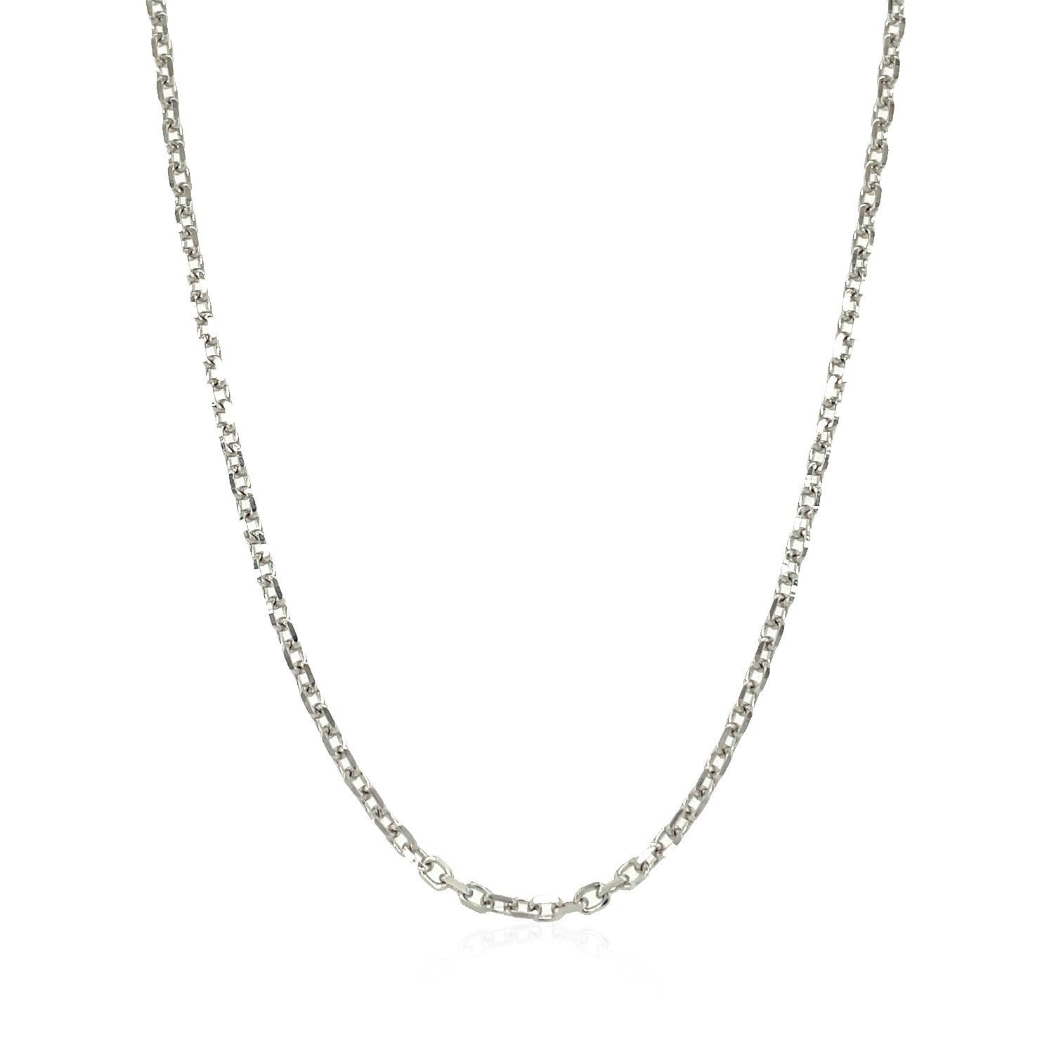 18k White Gold Diamond Cut Cable Link Chain (1.90 mm) DestGlow