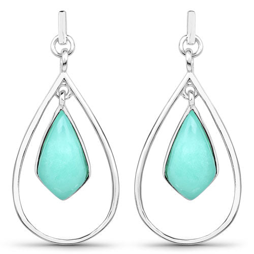 8.80 Carat Genuine Crysopharse .925 Sterling Silver Earrings DestGlow