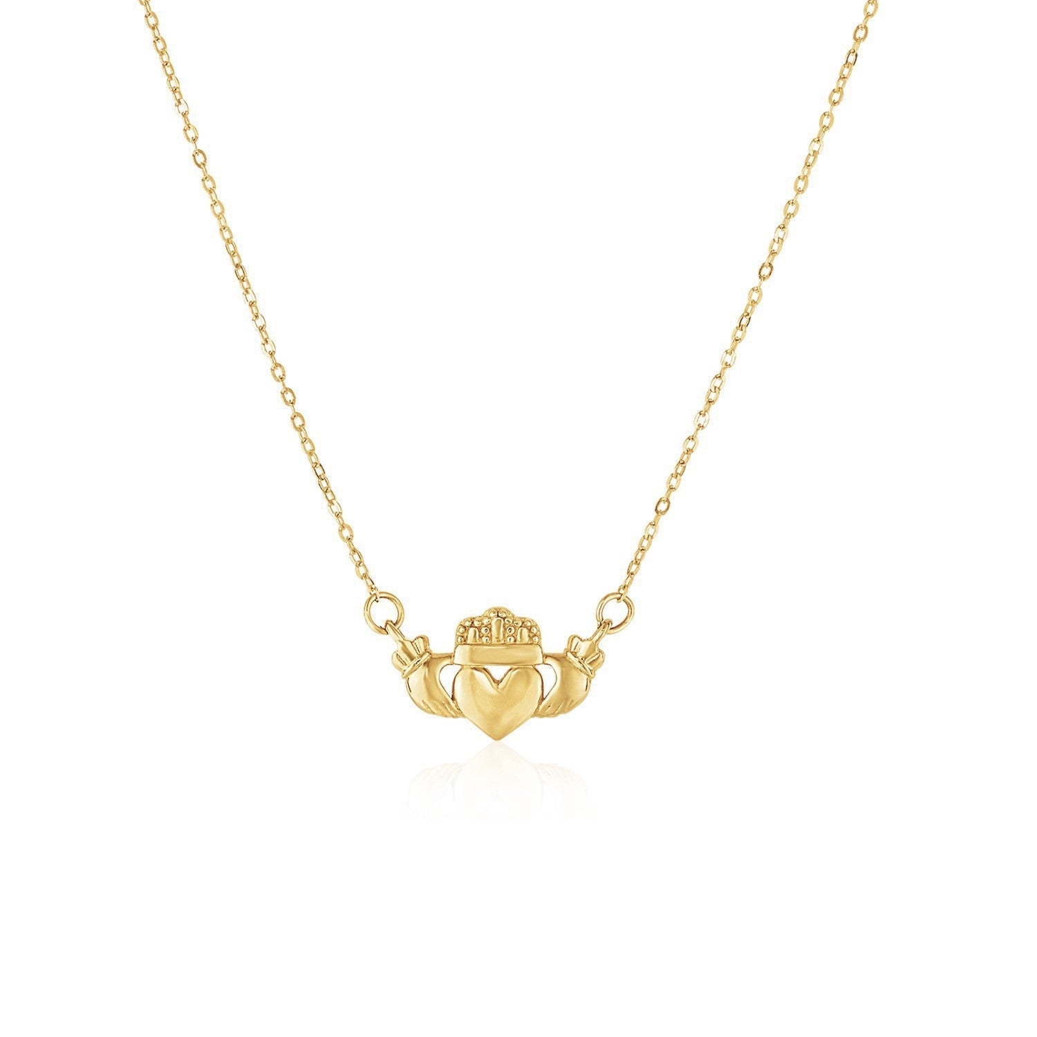 14k Yellow Gold Pendant with Claddagh Symbol DestGlow