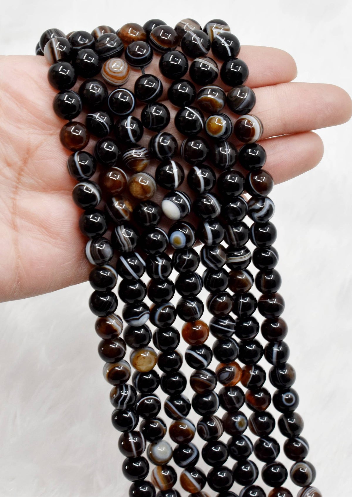 Black Eye Agate AAA Grade 6mm, 8mm, 10mm Round Beads DestGlow
