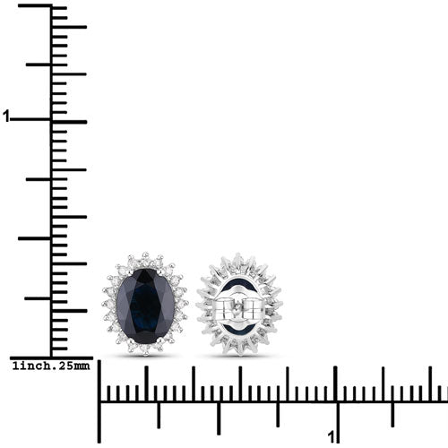 3.32 Carat Genuine Blue Sapphire and White Diamond 14K White Gold Earrings by Bids.com
