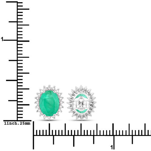 2.66 Carat Genuine Zambian Emerald and White Diamond 10K White Gold Earrings by Bids.com