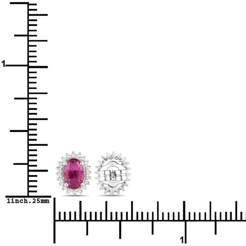 1.16 Carat Genuine Ruby and White Diamond 14K White Gold Earrings by Bids.com