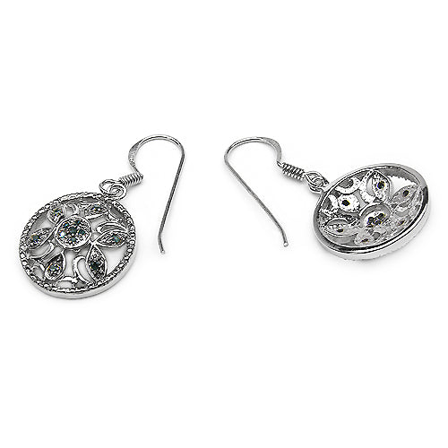 0.18 Carat Genuine Blue Diamond .925 Sterling Silver Earrings by Bids.com