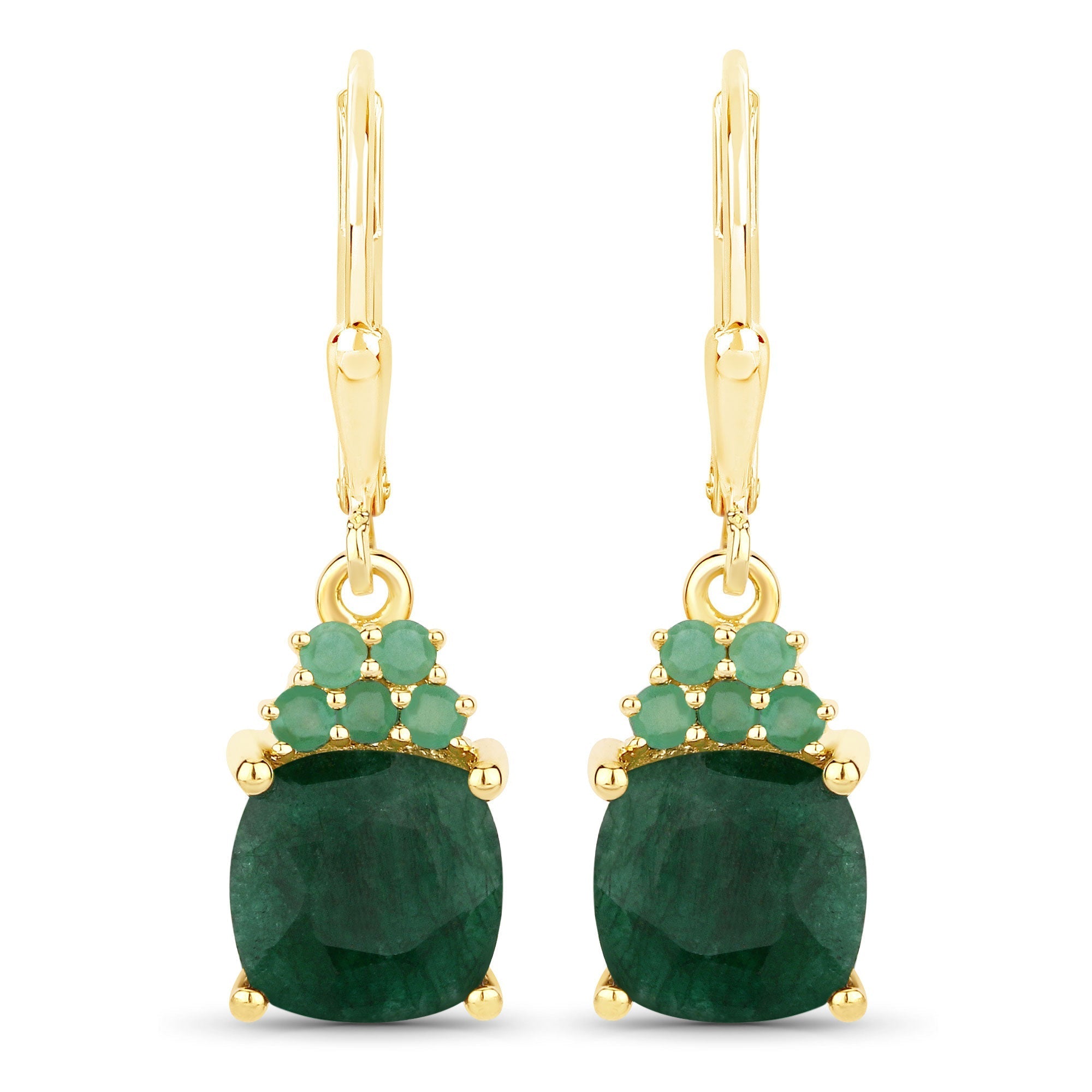 4.50 Carat Dyed Emerald and Emerald .925 Sterling Silver Earrings