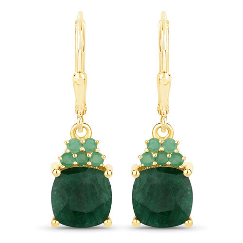 4.50 Carat Dyed Emerald and Emerald .925 Sterling Silver Earrings DestGlow