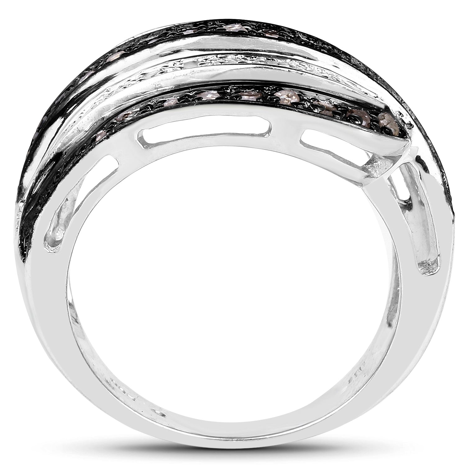 0.80 Carat Genuine Brown Diamond and White Diamond .925 Sterling Silver Ring by Bids.com