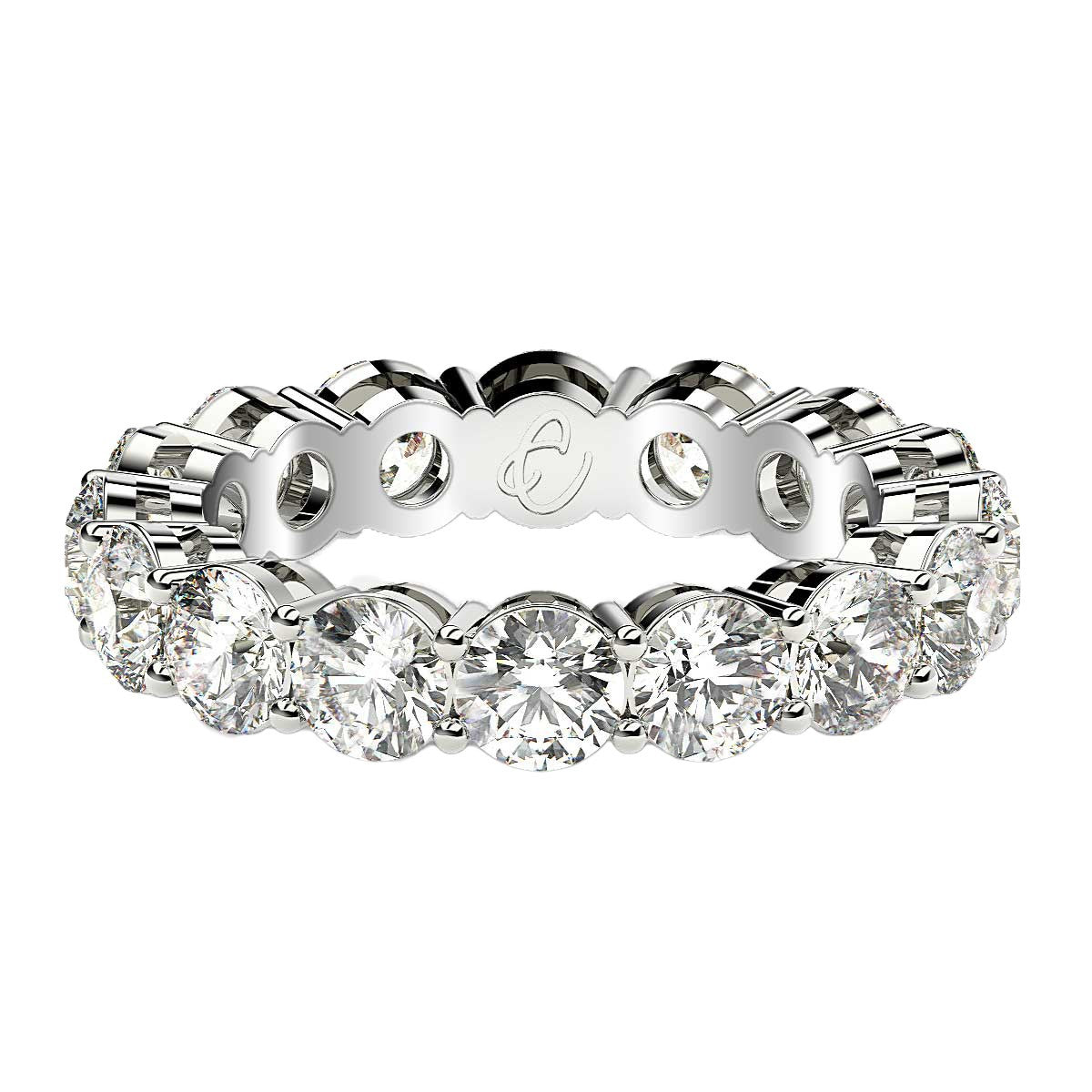 Round Cut Lab Grown Diamond Eternity Ring in 14k White Gold (4 cttw FG/VS2) DestGlow