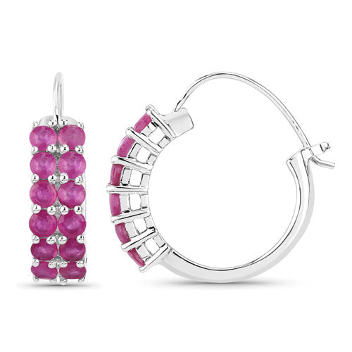 3.12 Carat Genuine Ruby .925 Sterling Silver Earrings