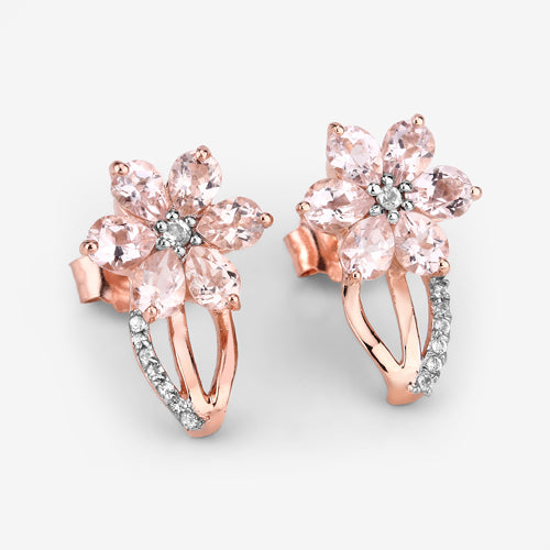1.66 Carat Genuine Morganite and White Topaz .925 Sterling Silver Earrings DestGlow