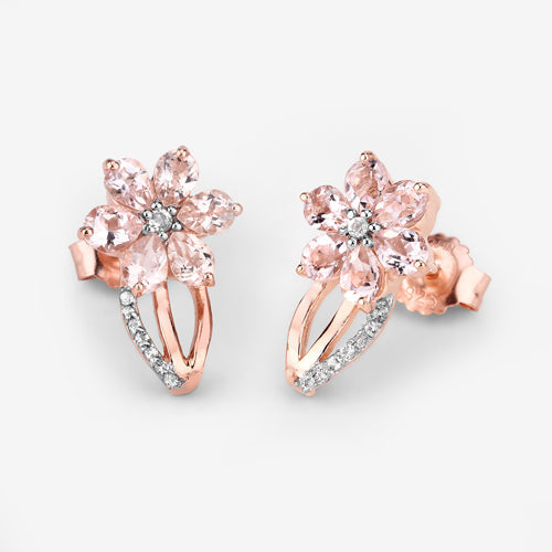 1.66 Carat Genuine Morganite and White Topaz .925 Sterling Silver Earrings DestGlow