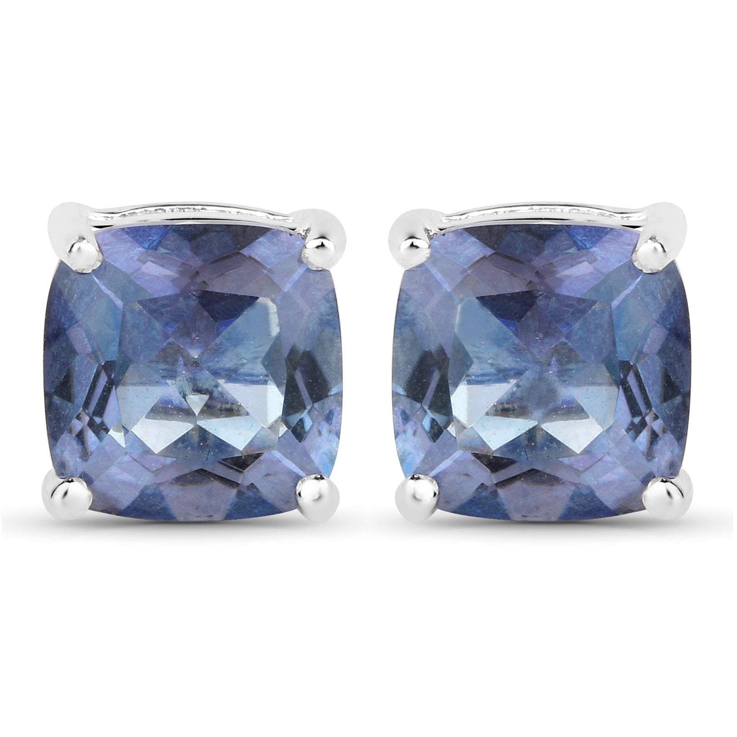 4.20cttw Royal Blue Mystic Quartz .925 Sterling Silver Earrings DestGlow