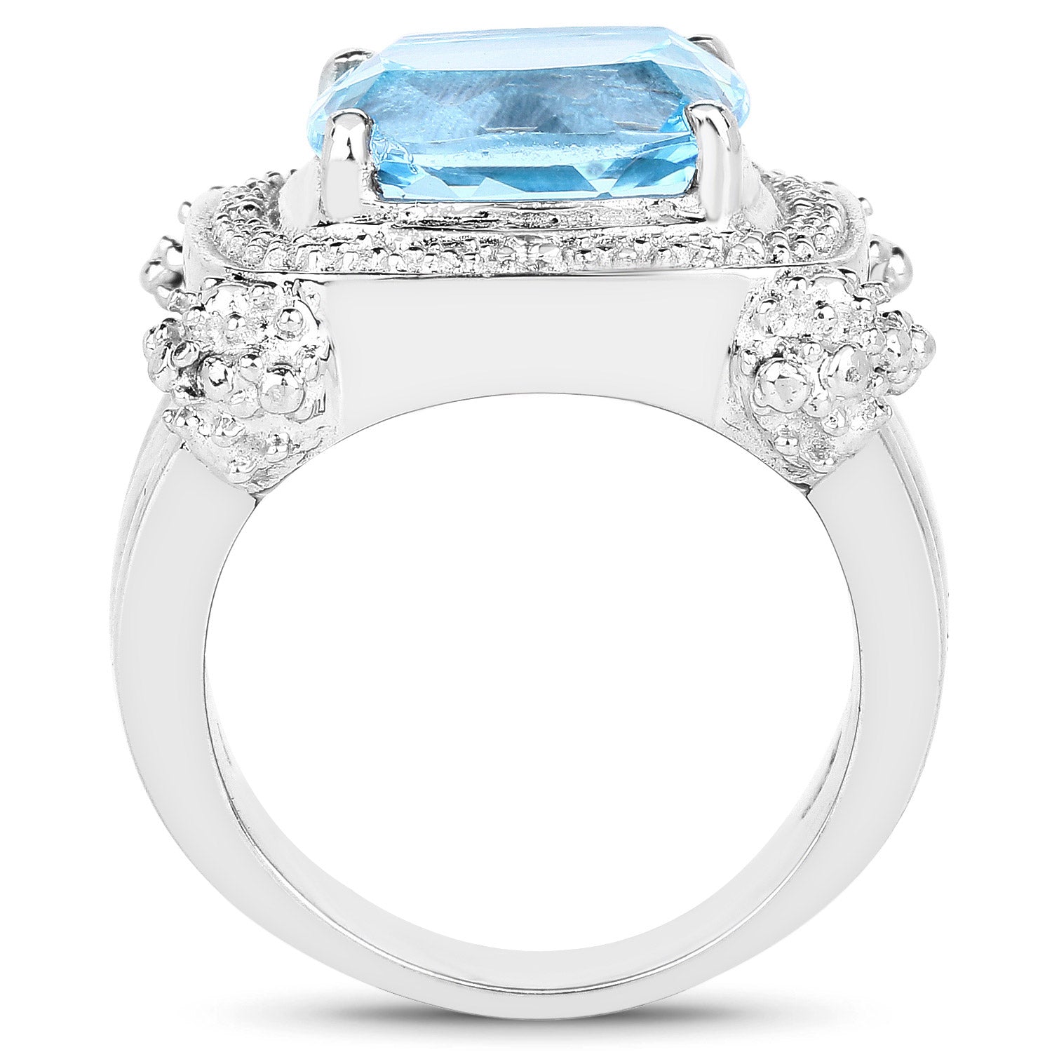 4.90 Carat Genuine Blue Topaz & White Topaz .925 Sterling Silver Ring DestGlow