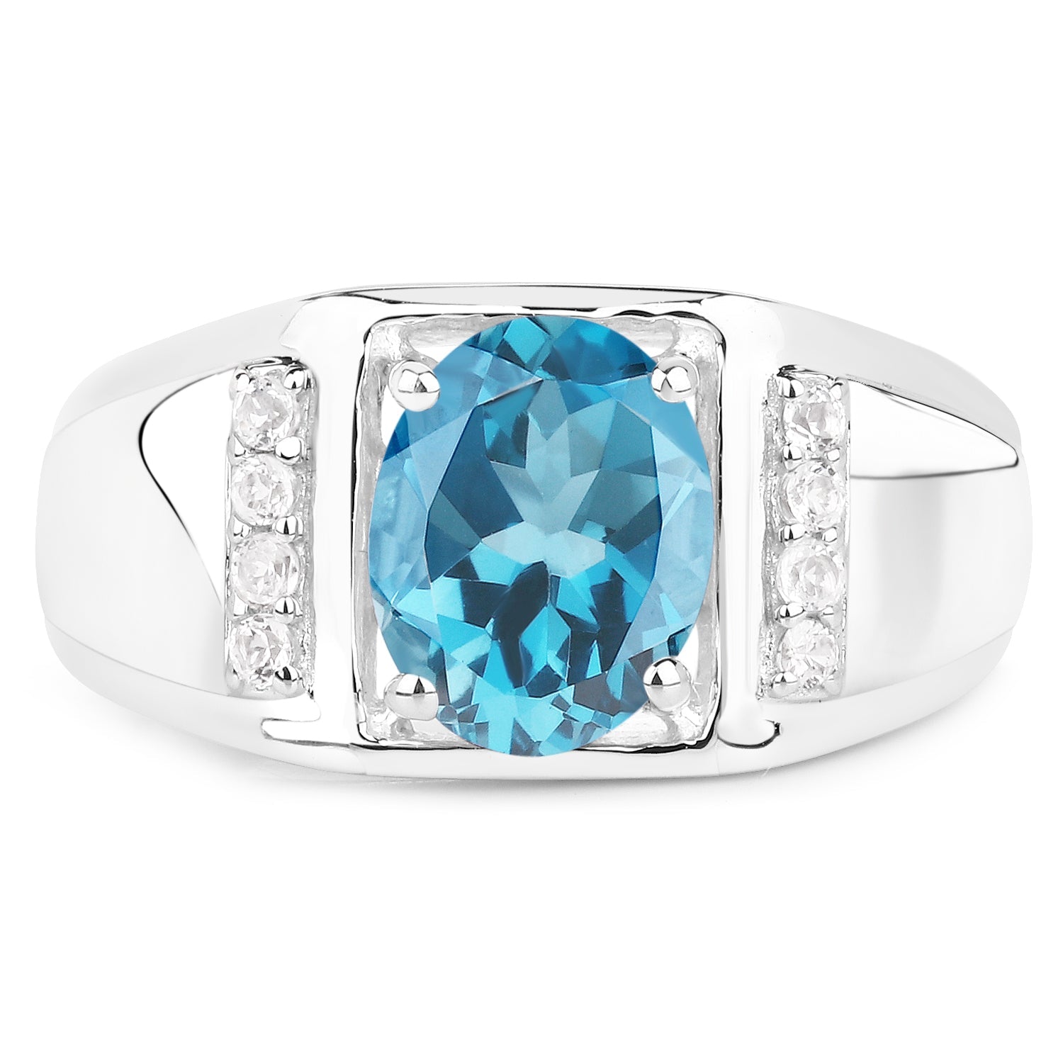 2.18 Carat Genuine London Blue Topaz and White Topaz .925 Sterling Silver Ring by Bids.com