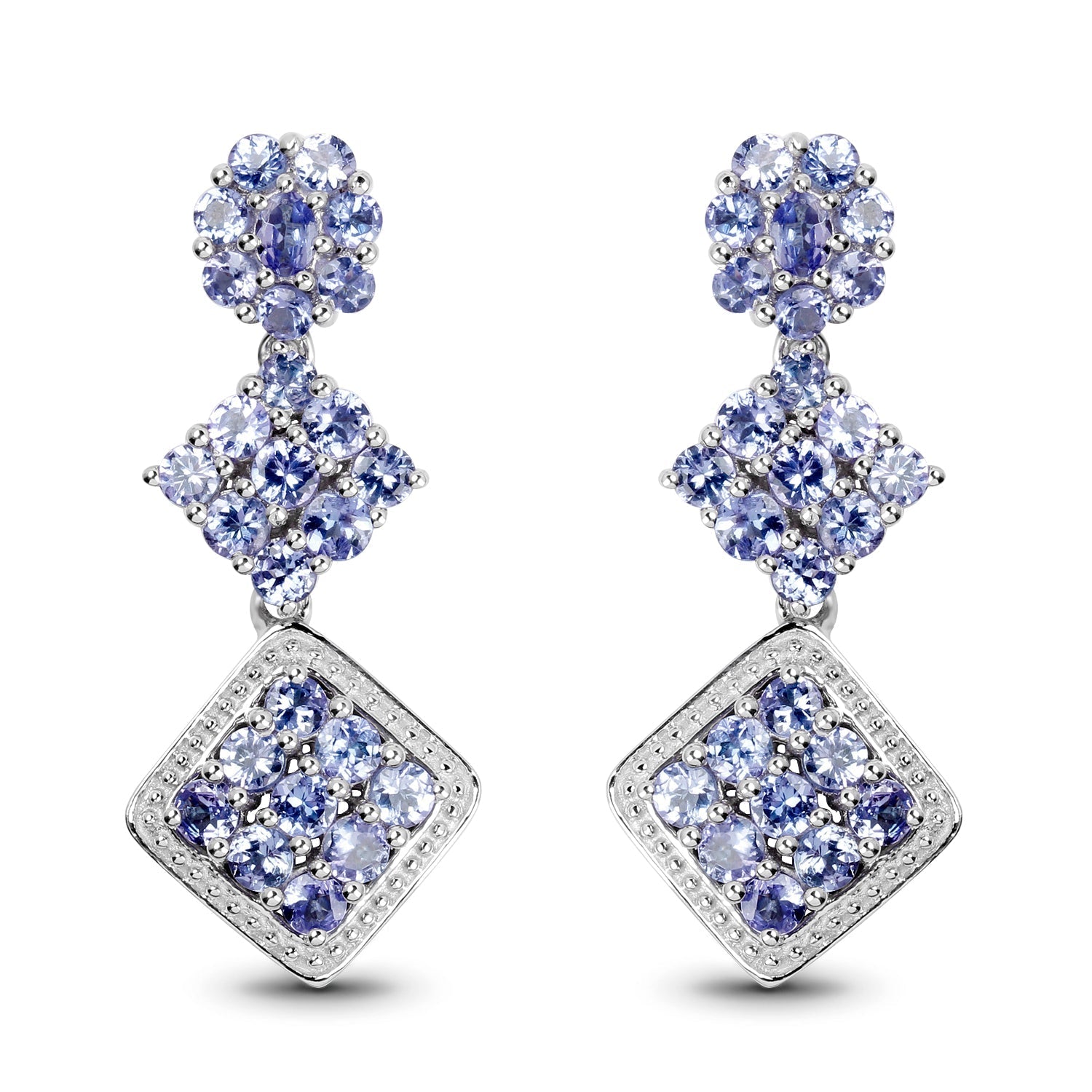 4.92 Carat Genuine Tanzanite .925 Sterling Silver Earrings DestGlow