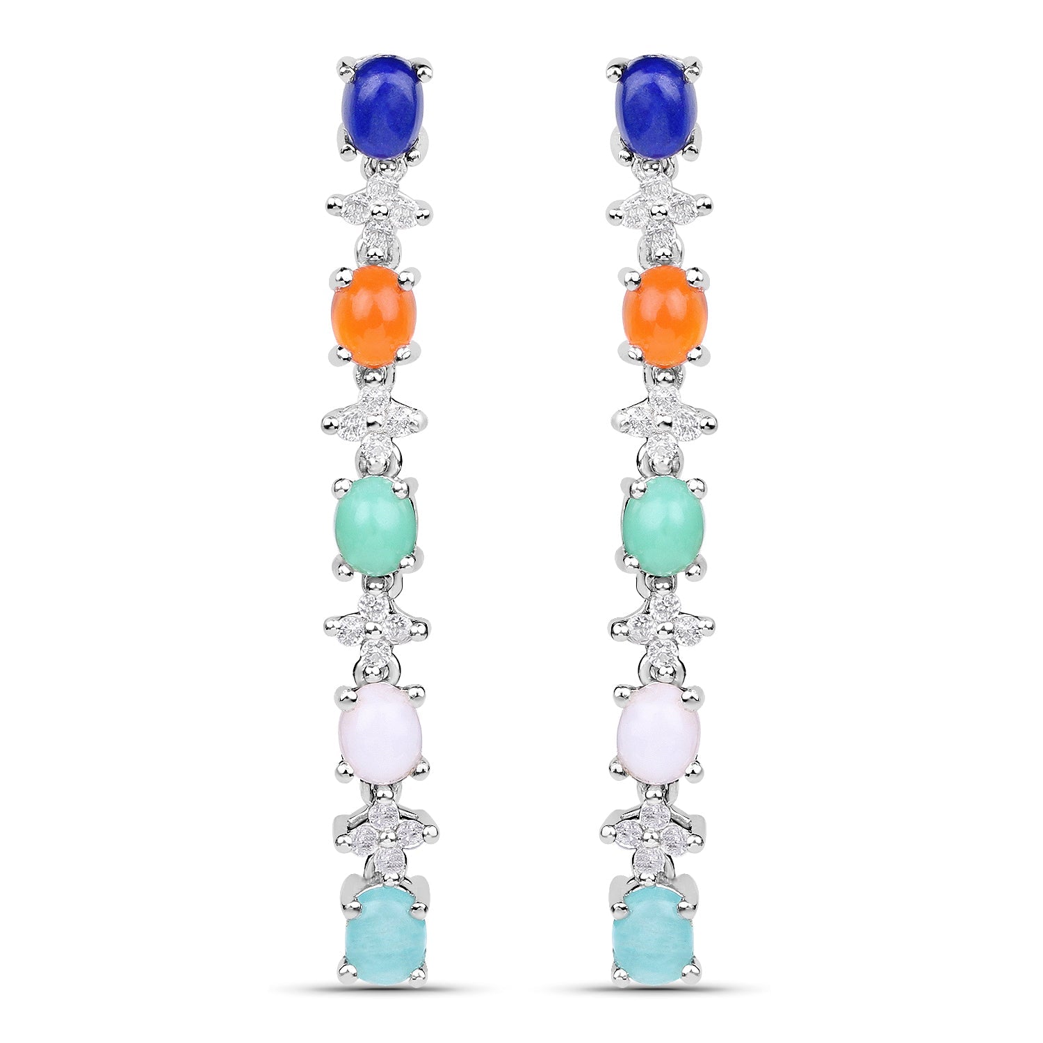 4.40 Carat Genuine Multi Stone .925 Sterling Silver Earrings by Bids.com