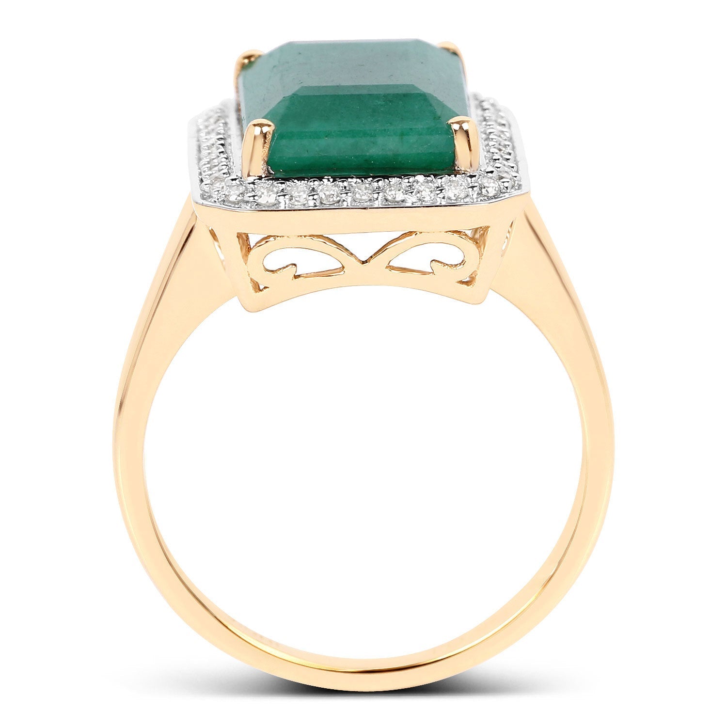 5.71 Carat Dyed Emerald and White Diamond 14K Yellow Gold Ring by Bids.com