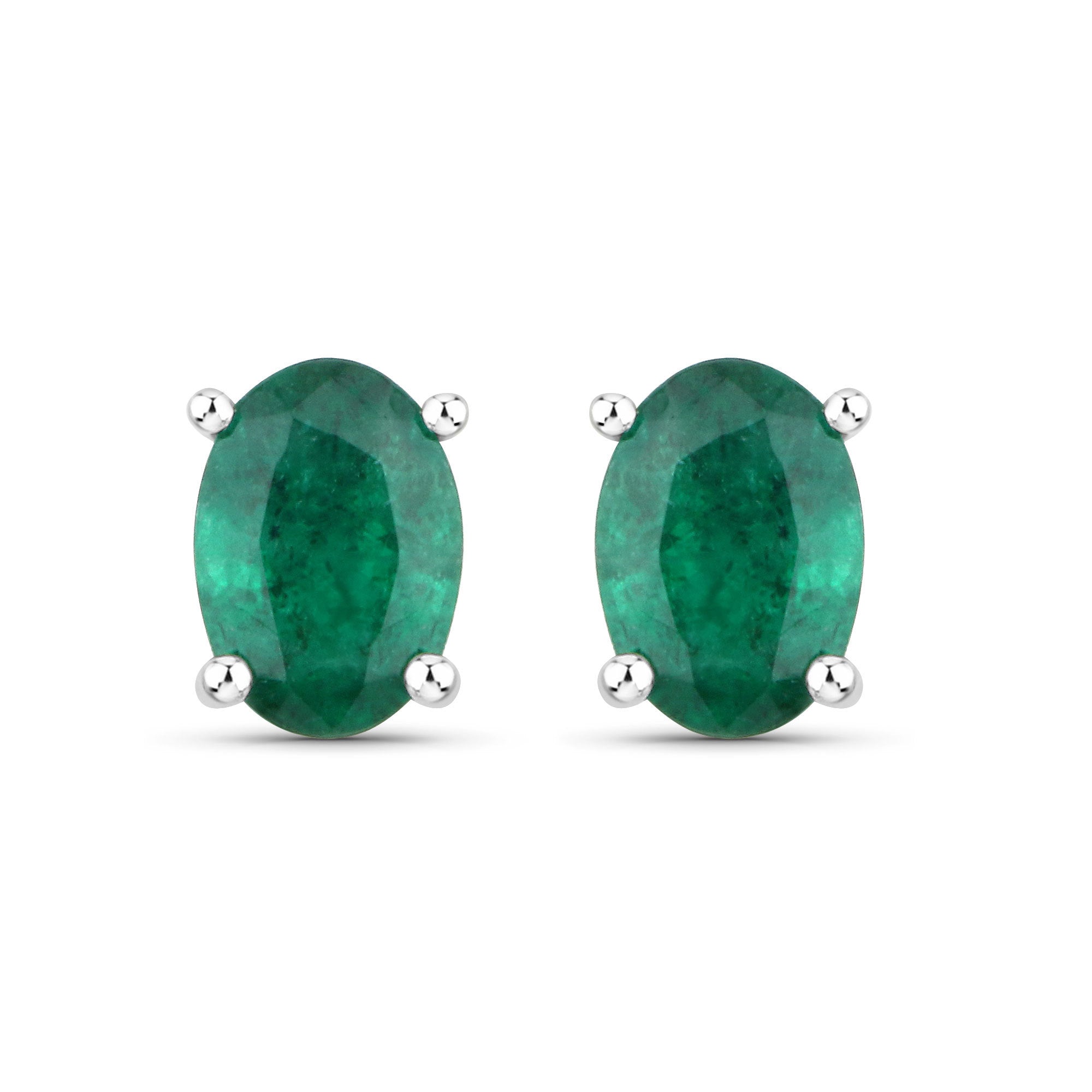 1.44 Carat Genuine Zambian Emerald 14K White Gold Earrings DestGlow