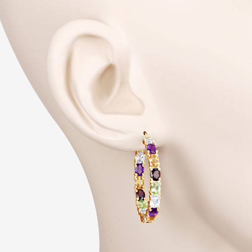 5.44 Carat Genuine Multi Stones .925 Sterling Silver Earrings DestGlow