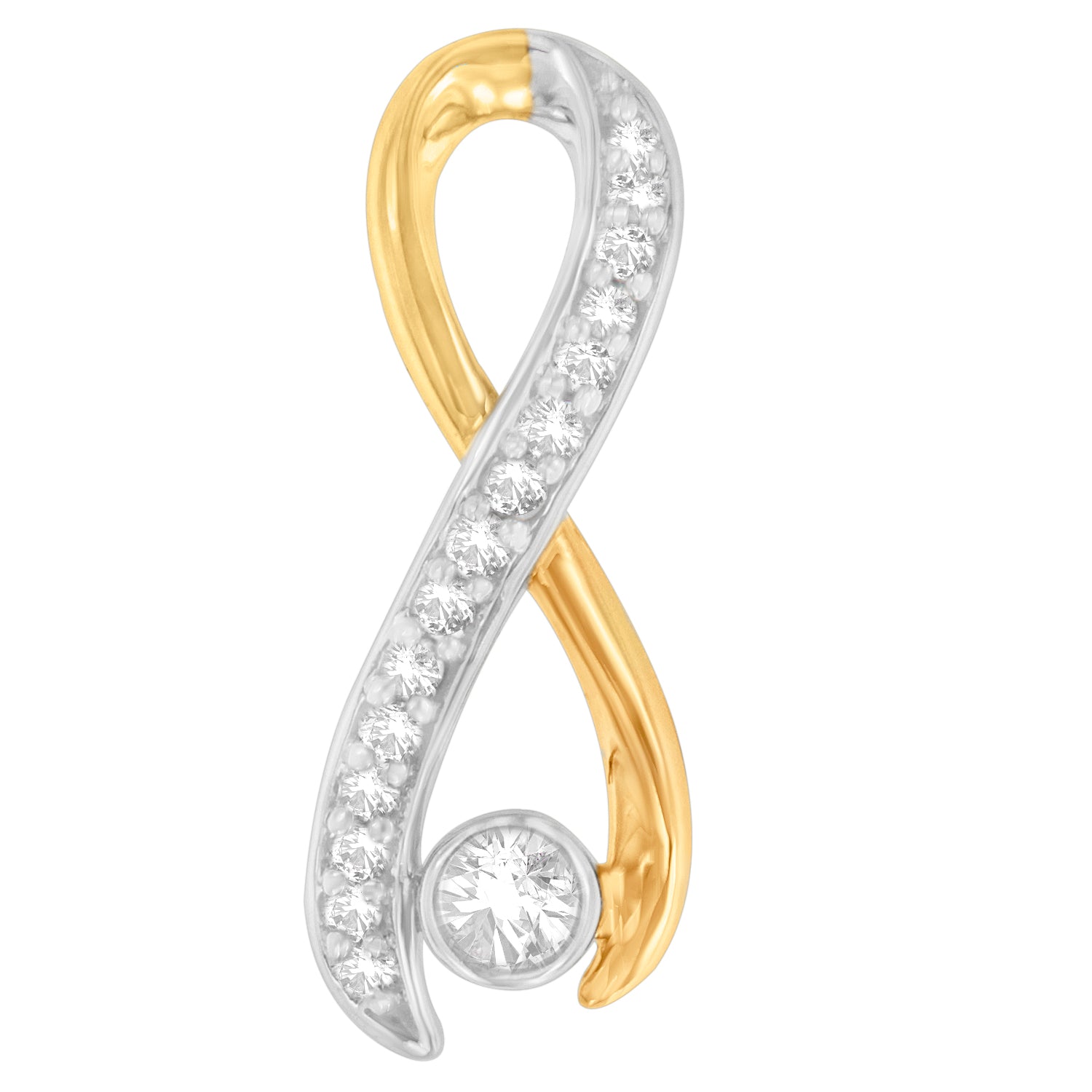 10K Two-Tone Gold 1/5 cttw Diamond Radiant Ribbon Pendant Necklace (H-I, I1-I2) by Bids.com